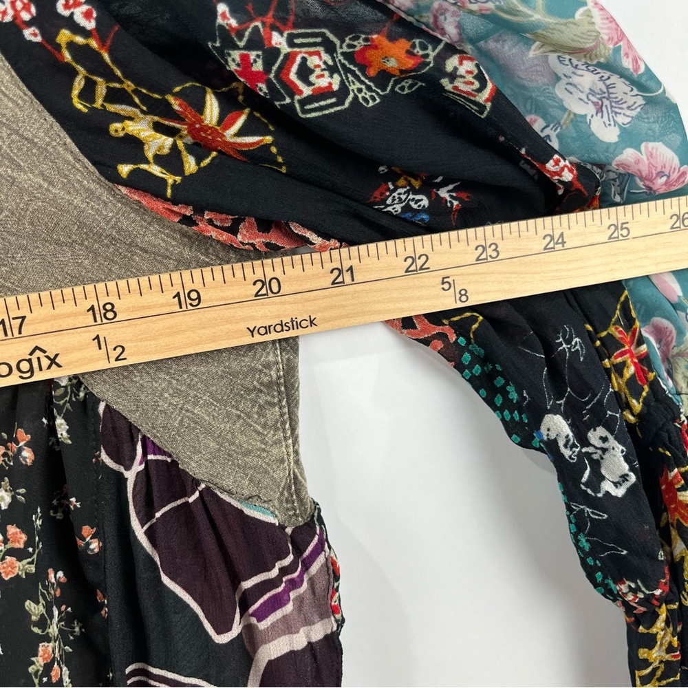 Boho Patchwork Button Down Blouse M | Embroidered… - image 9